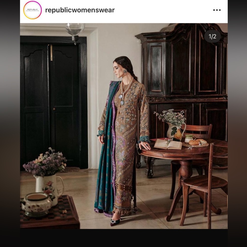 Pakistani indian designer wear winter formal outfit